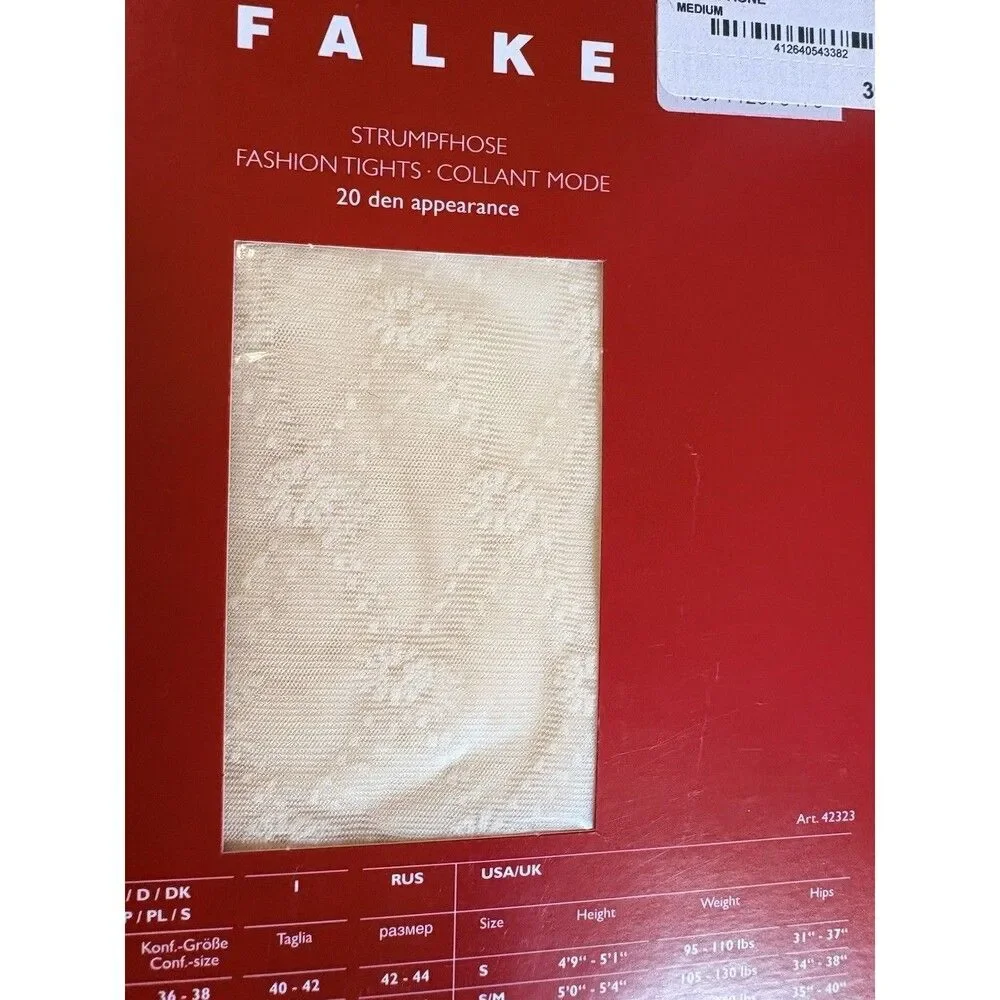 NWT Falke Champagne Printed Dot Tights Size M 20 Denier Luxury Made In Germany